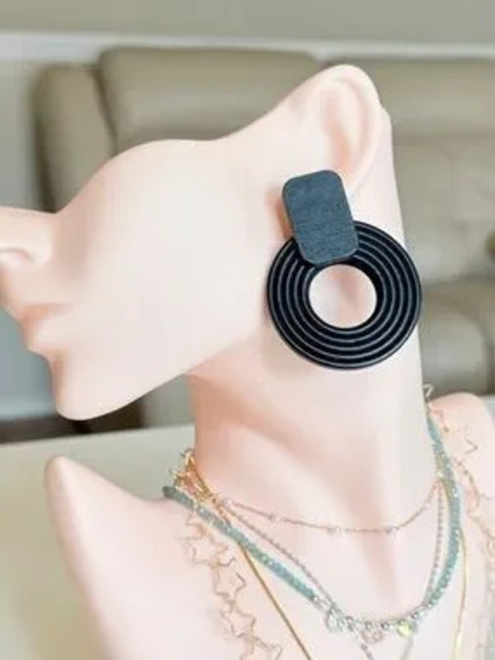 Black Geometric Statement Earrings